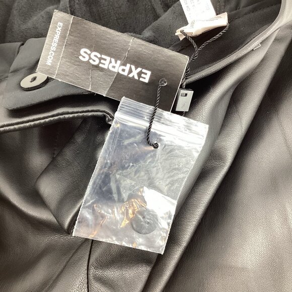 NWT Express Women’s High Rise Wide Leg Faux Leather Pants Black Size 6S MSRP $98 - Picture 7 of 10